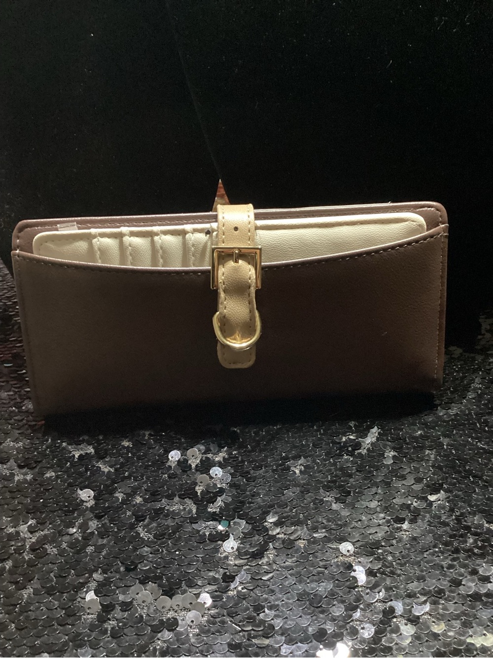 Steve Madden Brown and Cream Buckle Wallet